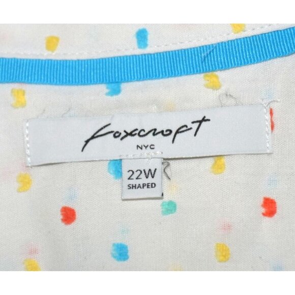 Foxcroft Plus Size 22W Fun Colorful Polka Dot Button Front Blouse Tunic Top - Picture 8 of 10